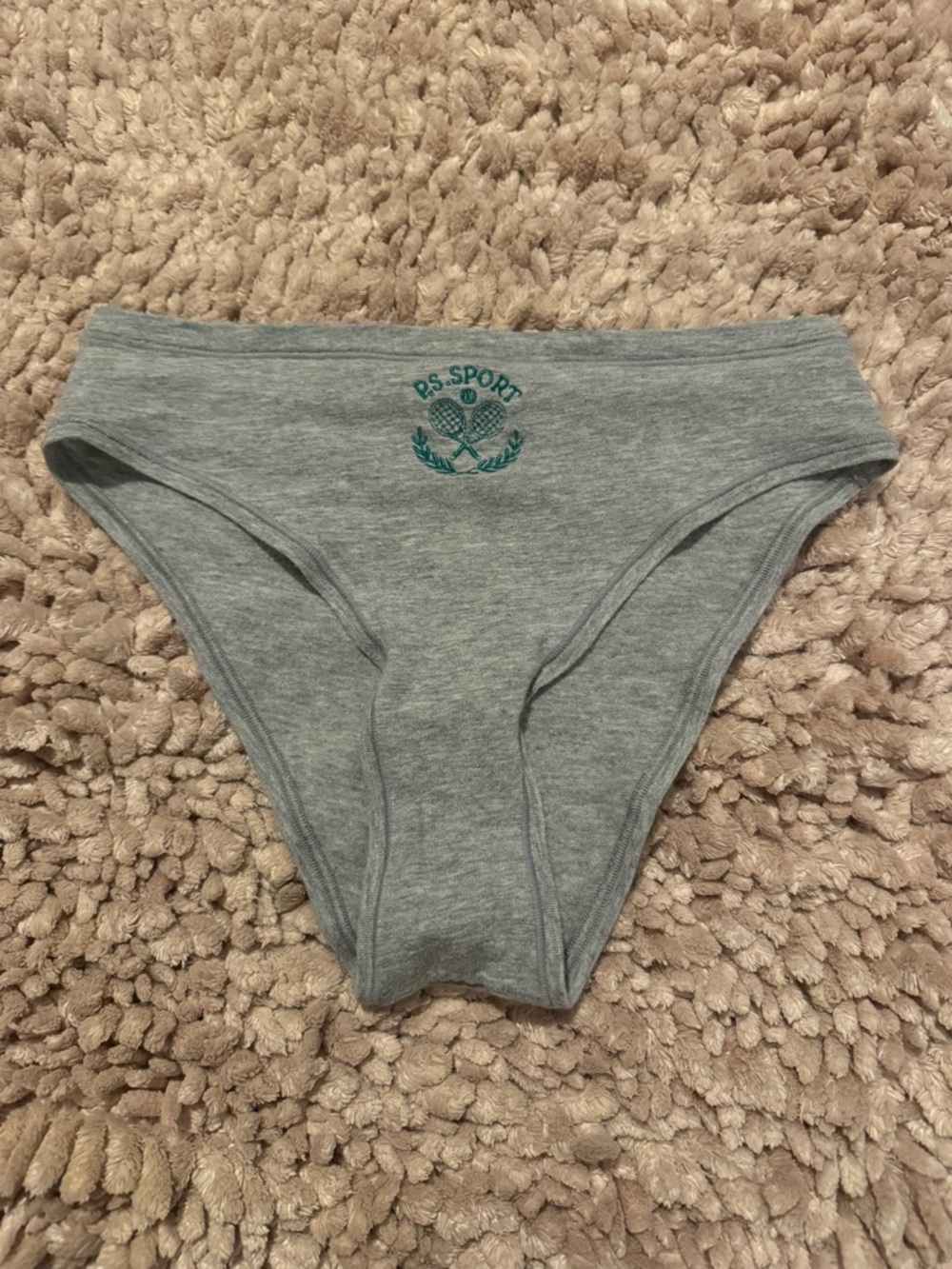 Victoria's Secret Heather Gray Bikini Briefs with Teal Logo